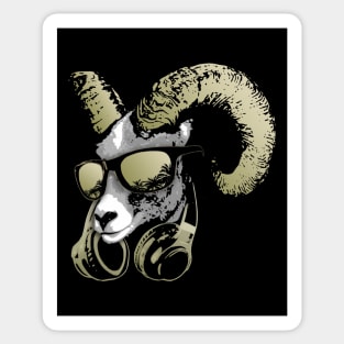 DJ Goat Bling Cool and Funny Music Animal with Headphones and Sunglasses Sticker